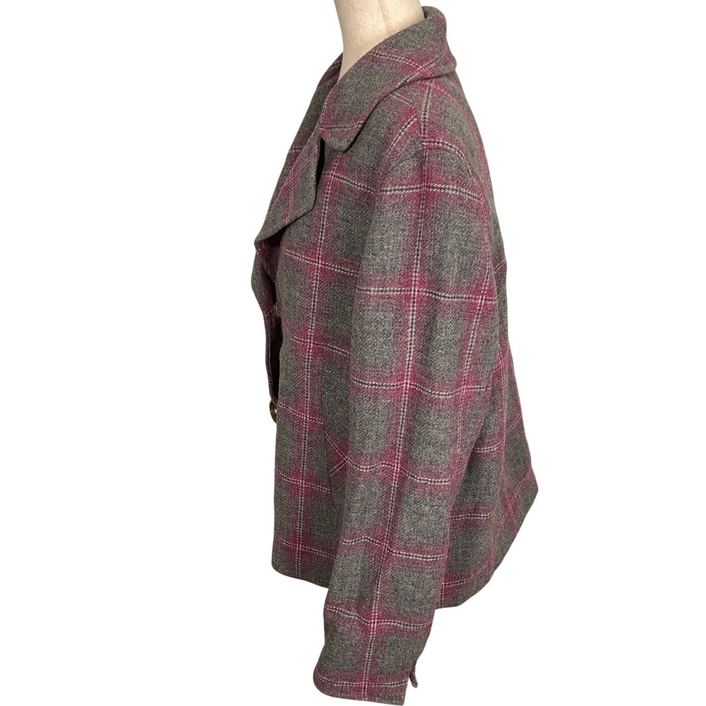Talbots Skirt Suit Womens 16 Gray‎ Magenta Pink Plaid Heritage Office Tweed VTG - Picture 3 of 16
